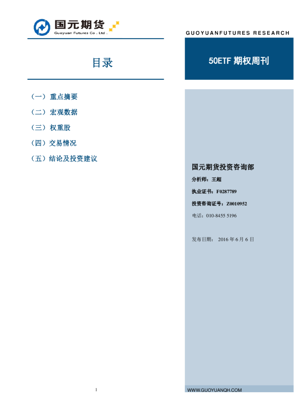 50ETF期权周刊