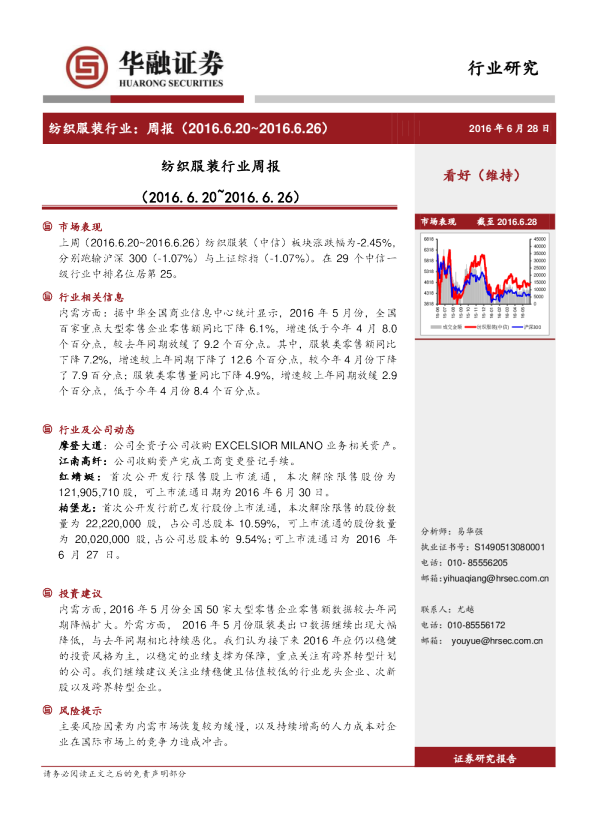 纺织服装行业周报