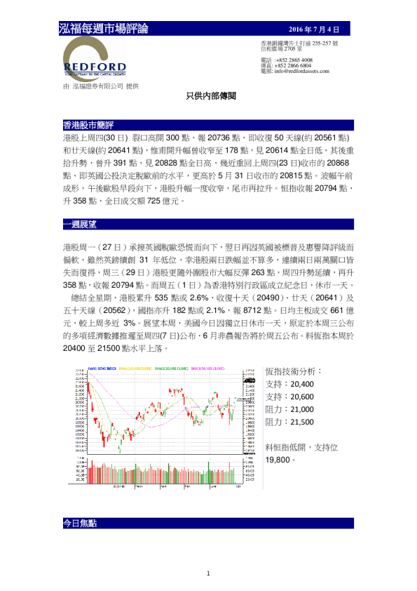 泓福每周市场评论