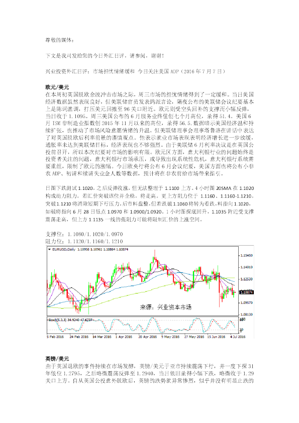 外汇日评：市场担忧情绪缓和，今日关注美国ADP