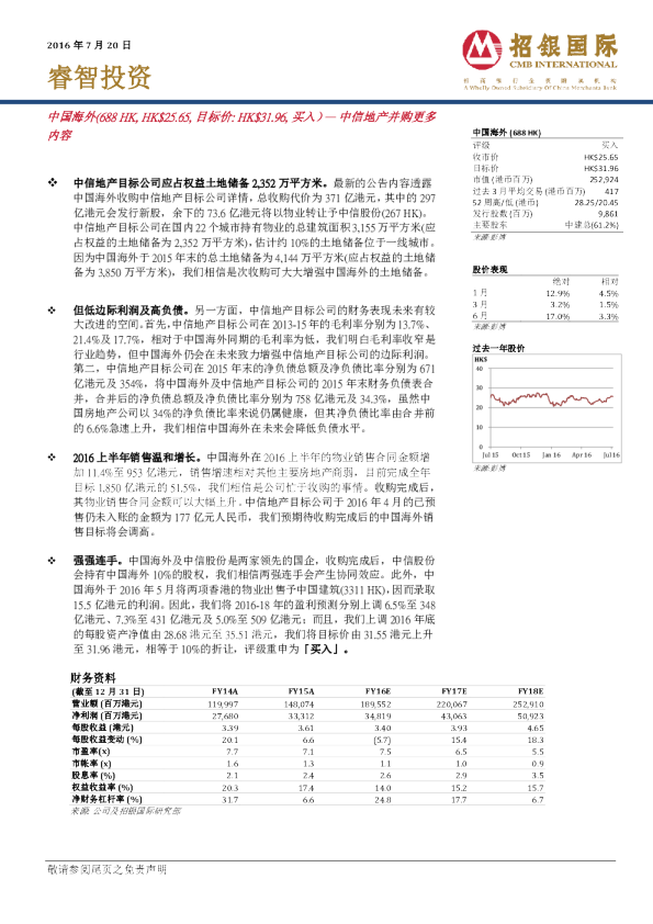 睿智投资：中国海外—中信地产并购更多内容