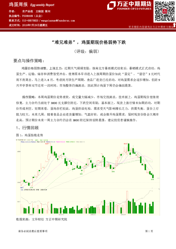 鸡蛋周报：“难兄难弟”，鸡蛋期现价格弱势下跌