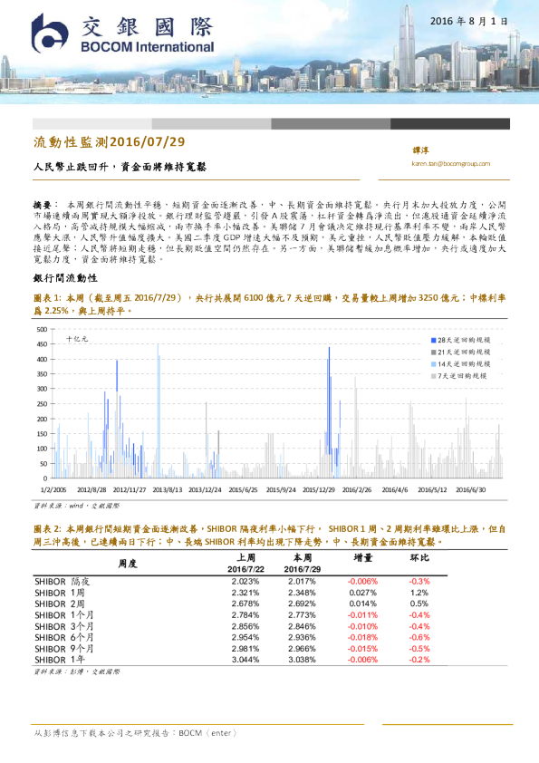 流动性监测：人民币止跌回升，资金面将维持宽松