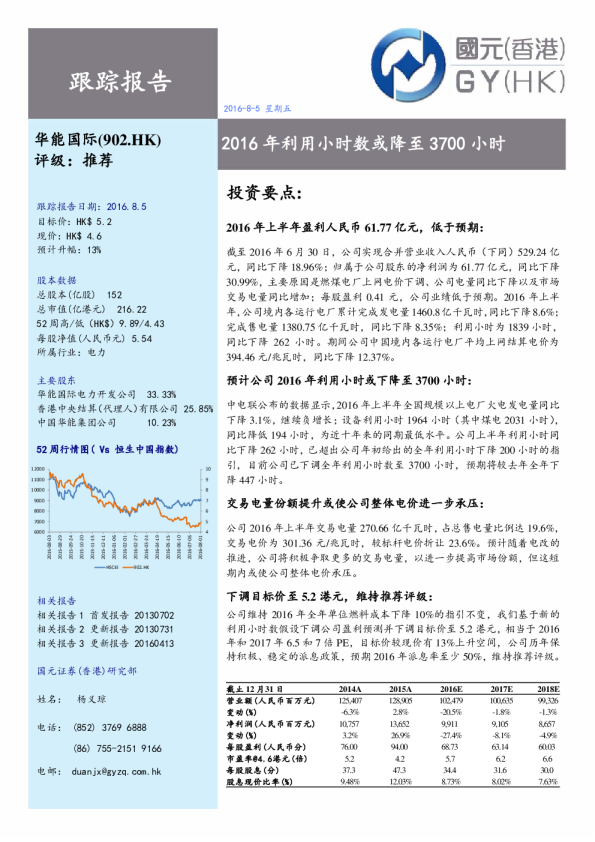 2016年利用小时数或降至3700小时