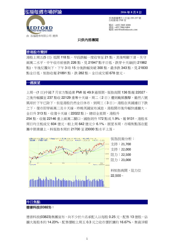 泓福每周市场评论