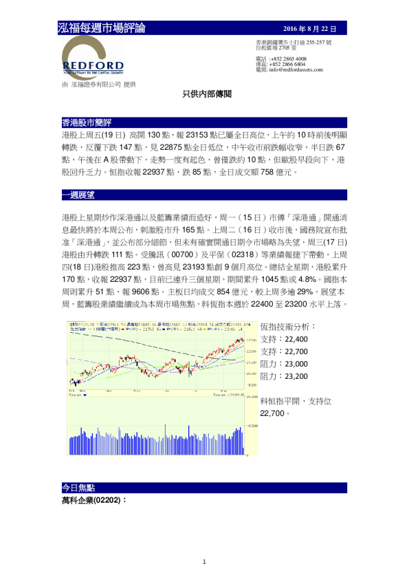 泓福每周市场评论