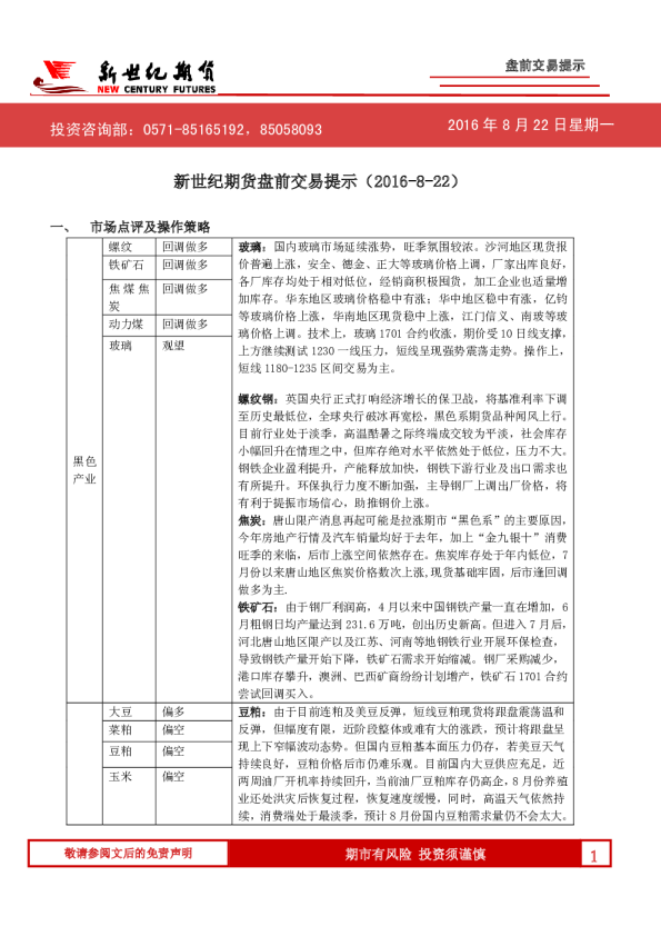 盘前交易提示