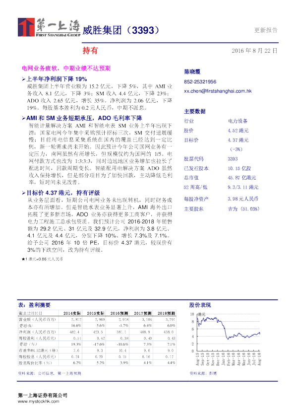 电网业务疲软，中期业绩不达预期