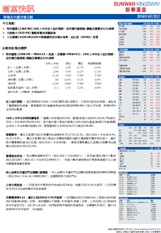 香港及中国市场日报