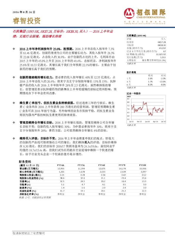2016上半年业绩：无视行业困境，强劲增长持续