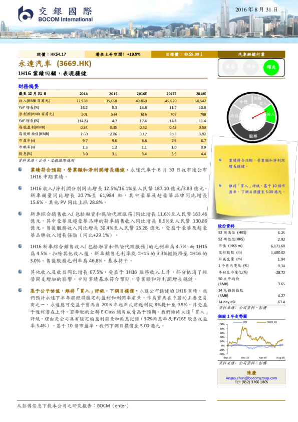 1H16业绩回顾，表现稳健