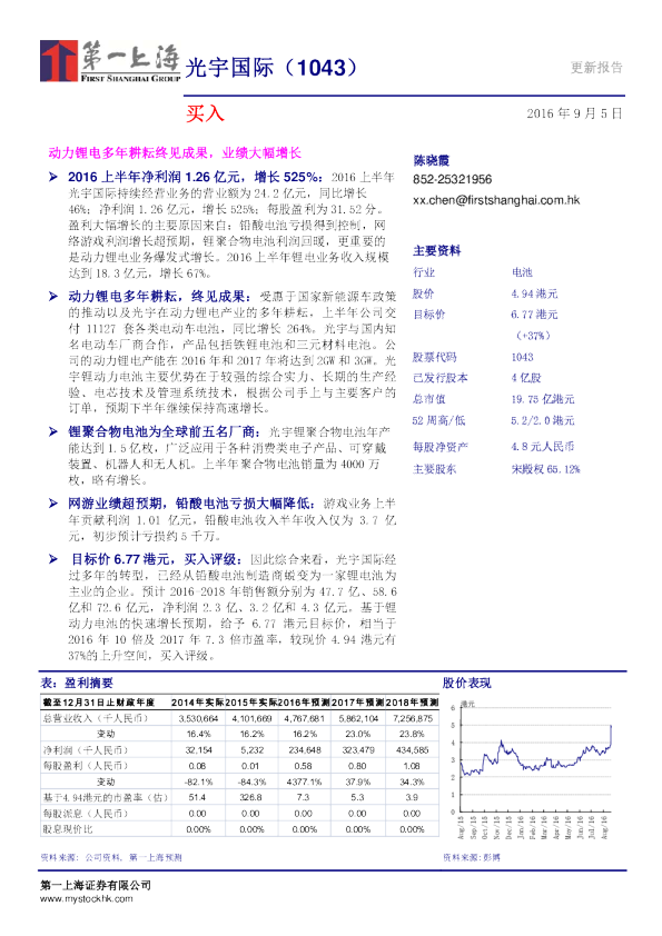 动力锂电多年耕耘终见成果，业绩大幅增长