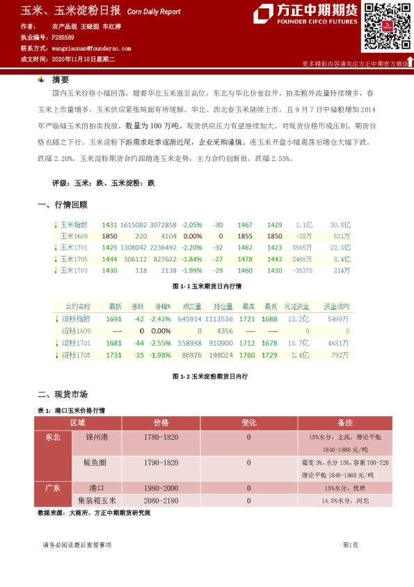 玉米、玉米淀粉日报