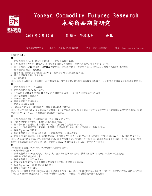 金属早报系列
