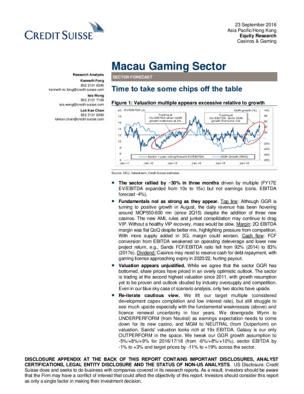 Time to take some chips off the table