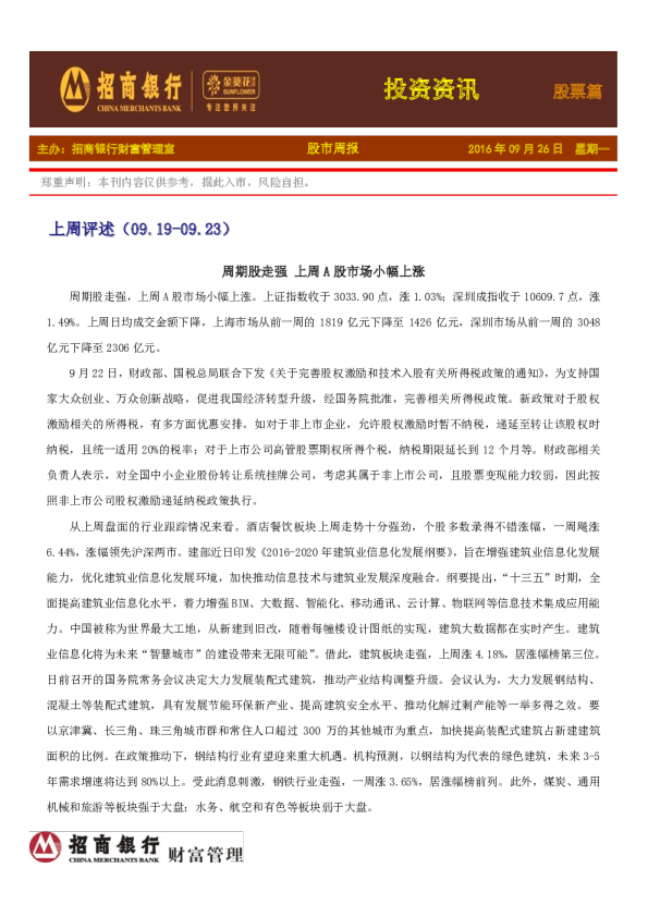 金葵花投资快讯：股票篇