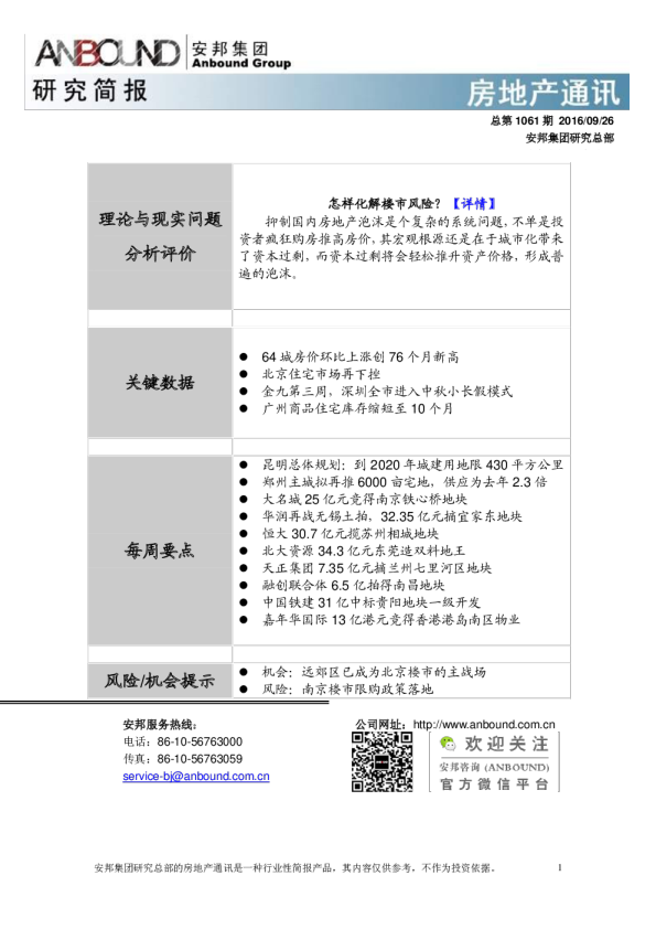 房地产行业：通讯总第1061期