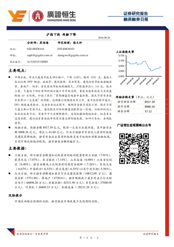融资融券日报：沪指下跌 两融下降