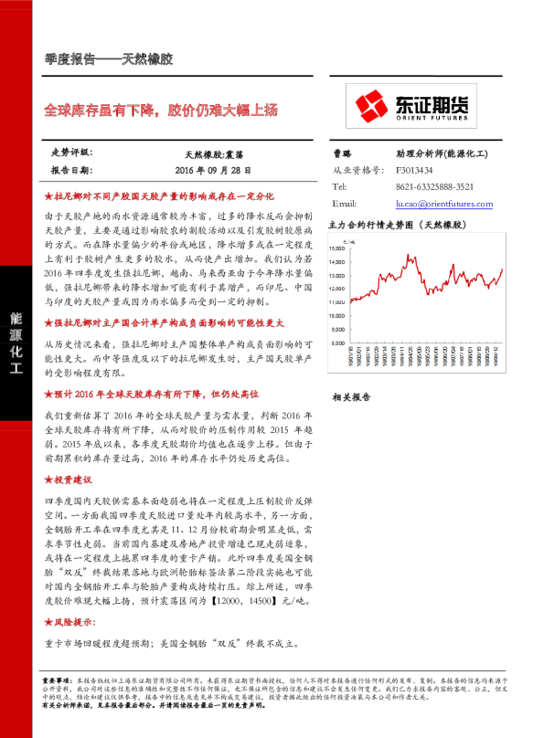 天然橡胶季度报告：全球库存虽有下降，胶价仍难大幅上扬
