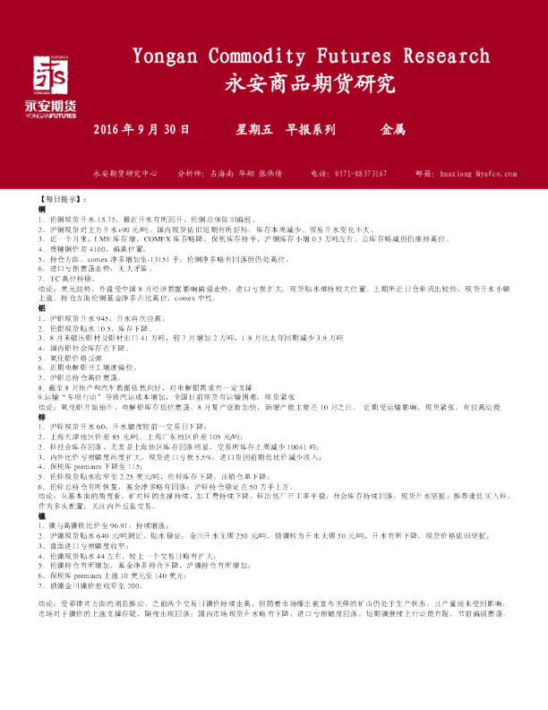 金属早报系列