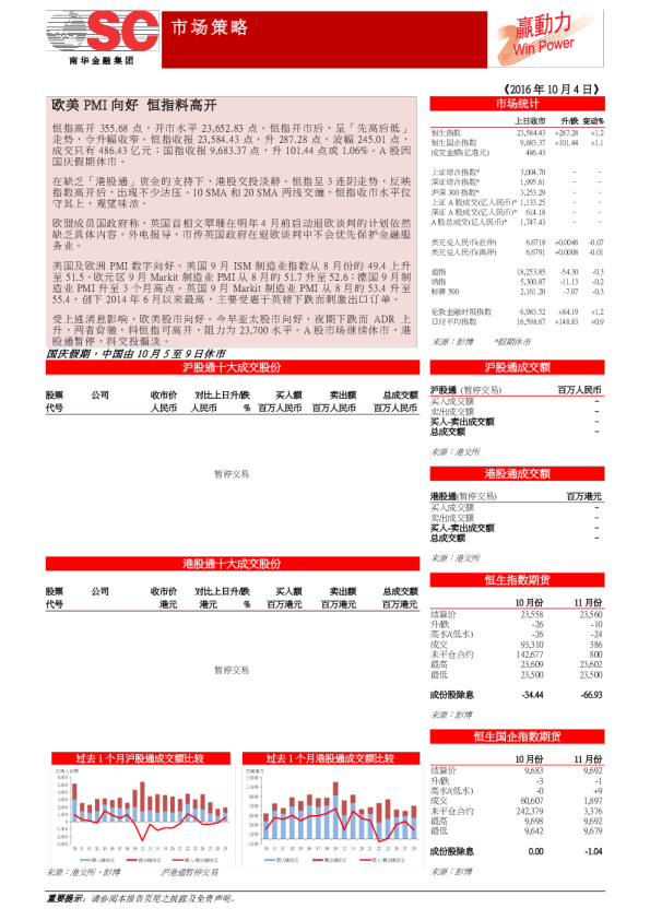 市场策略：欧美PMI向好 恒指料高开