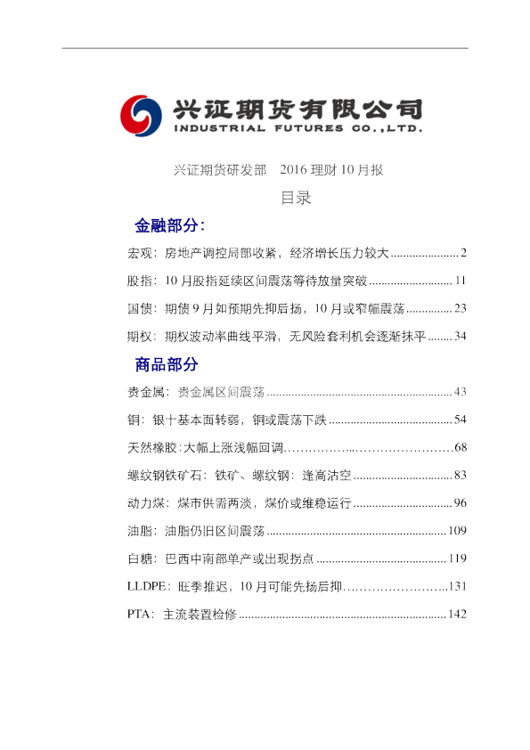 2016理财10月报