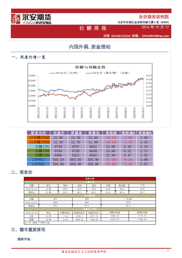 白糖周报：内强外弱，资金推动