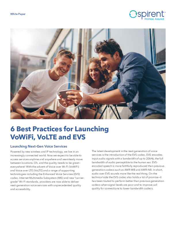 启动VoWiFi、VoLTE和EVS的6个最佳实践