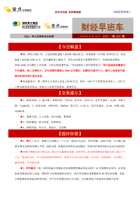 财经早班车（第1503期）