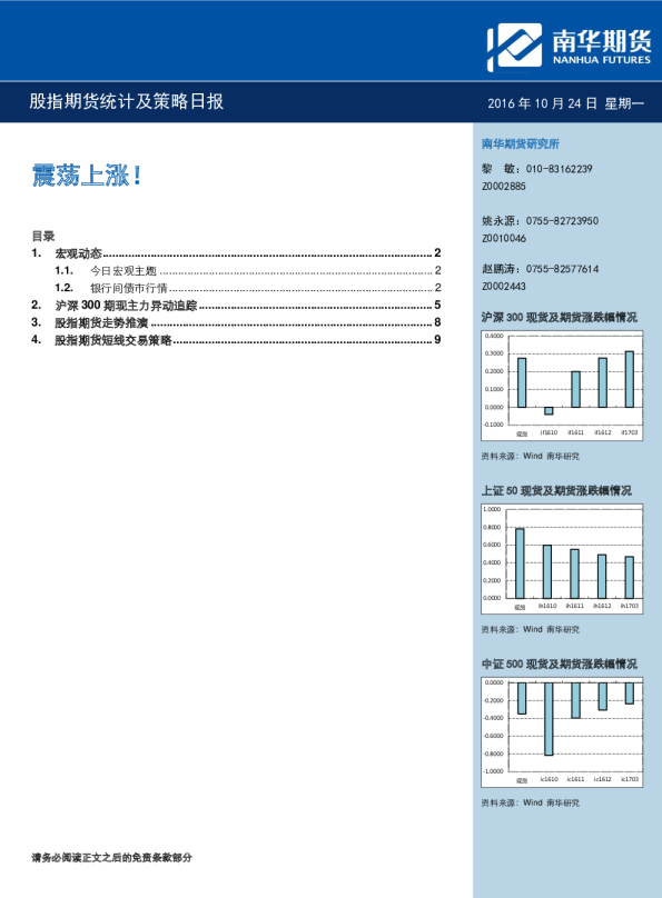 股指期货统计及策略日报：震荡上涨！