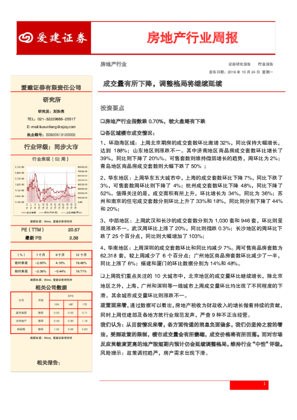 房地产行业周报：成交量有所下降，调整格局将继续延续