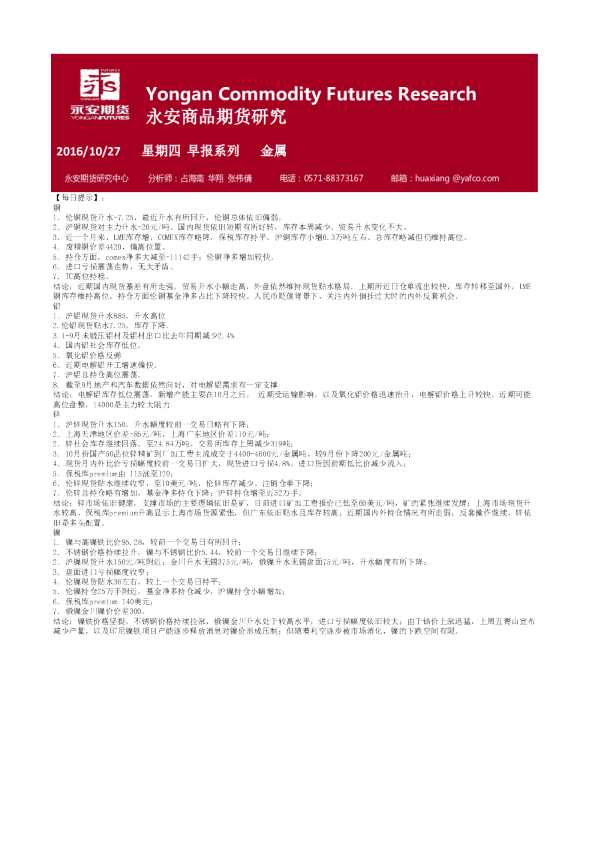 金属早报系列