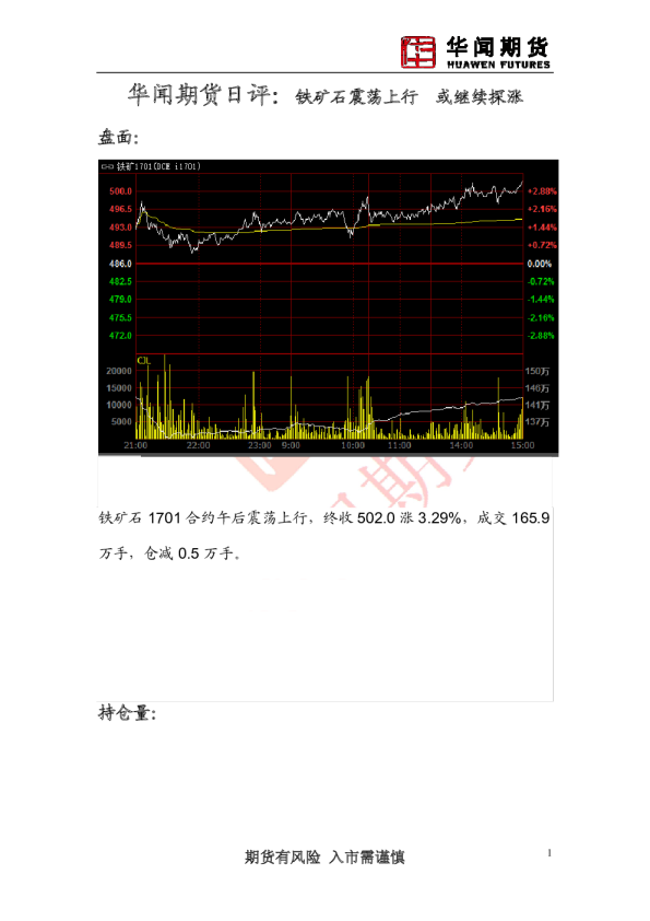 日评：铁矿石震荡上行 或继续探涨