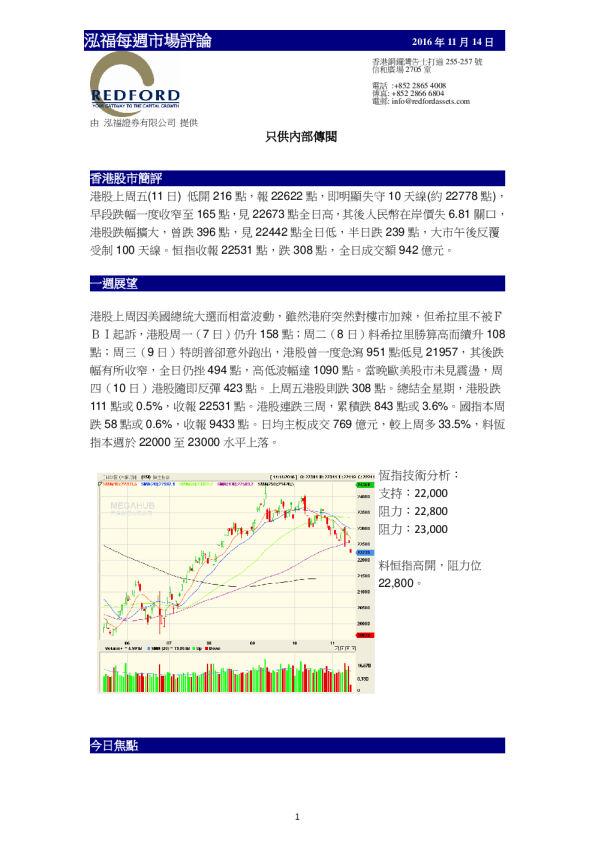 泓福证券每周市场评论