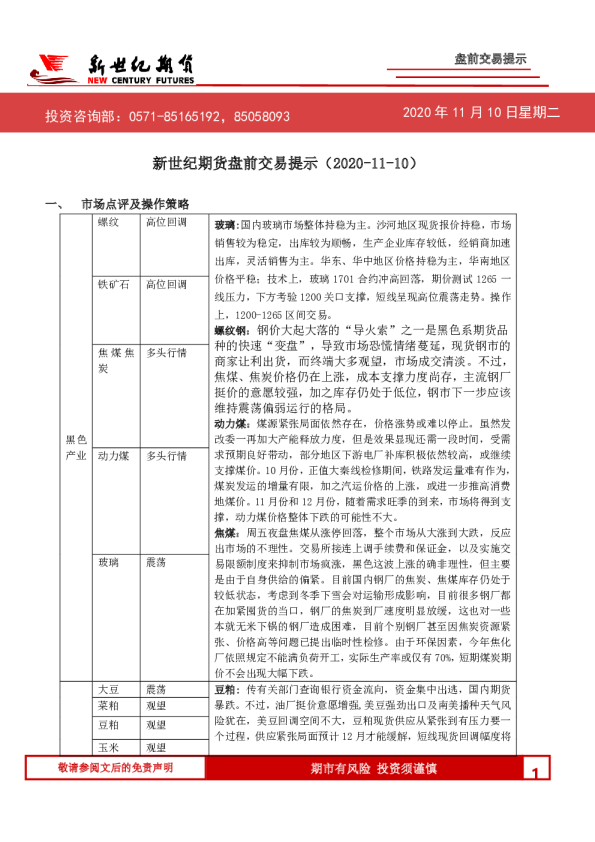 盘前交易提示