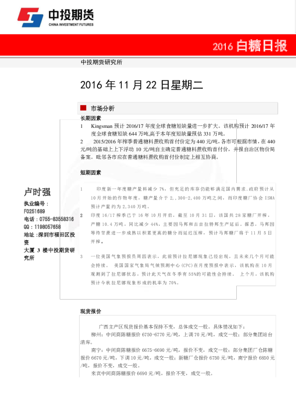 白糖日报