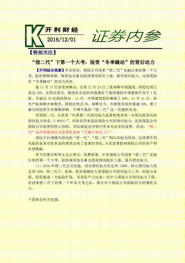 证券内参：“偿二代”下第一个大考：险资“冬季躁动”的背后动力