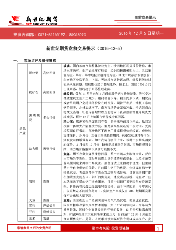 盘前交易提示