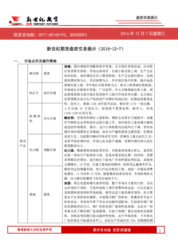 盘前交易提示