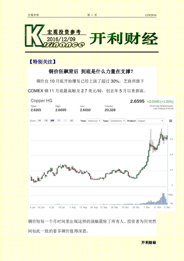 开利财经宏观投资参考