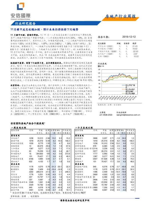 房地产行业周报：11月楼市成交收缩加剧，预计未来仍将保持下行趋势