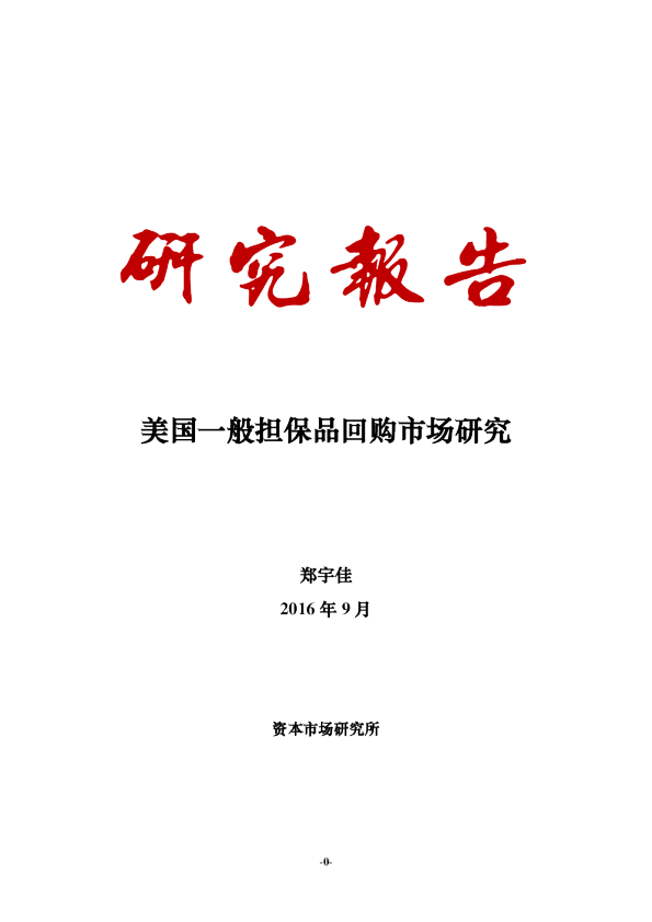 美国一般担保品回购市场研究