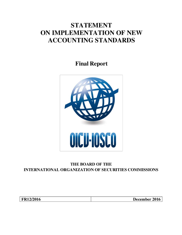 FR12/2016 Statement on implementation of new accounting standards