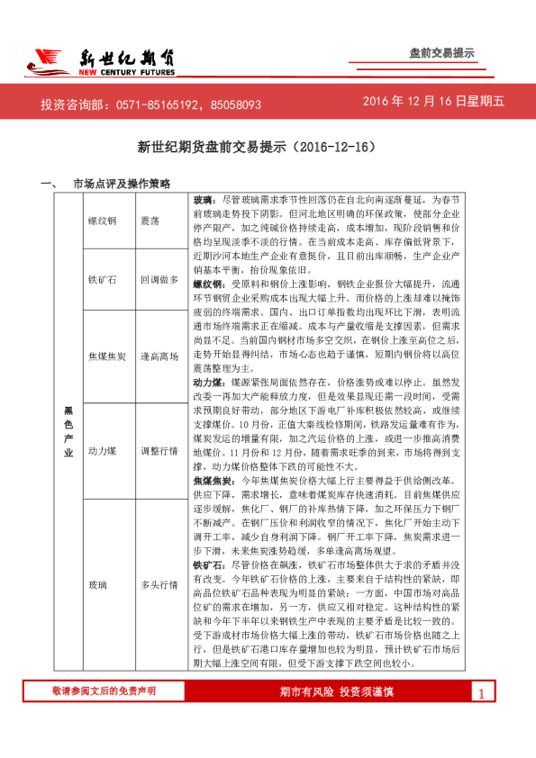 盘前交易提示