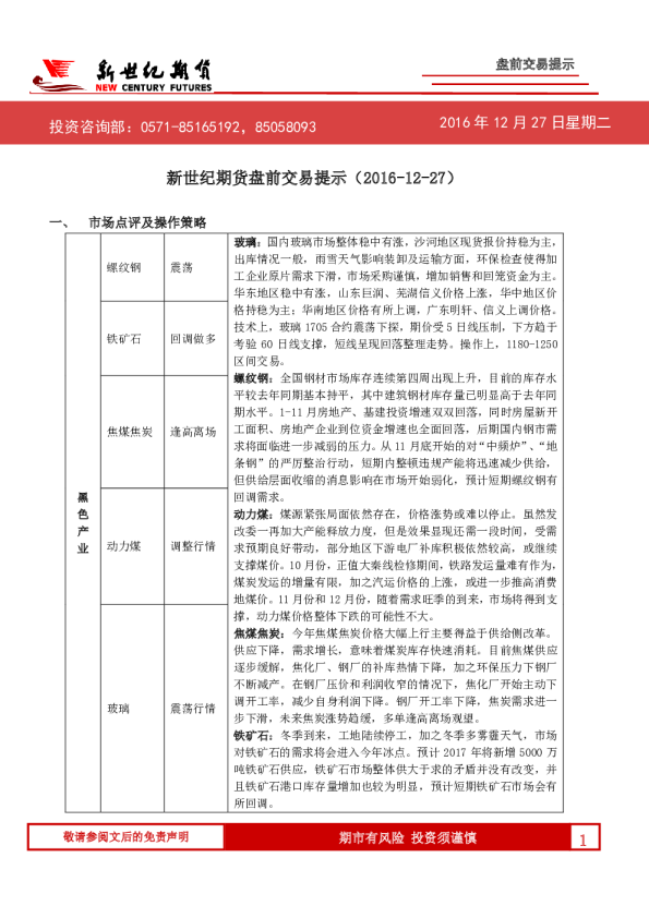 盘前交易提示