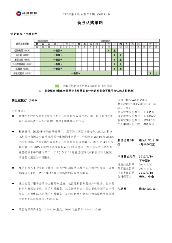 新股认购策略2017年第1期总第227期