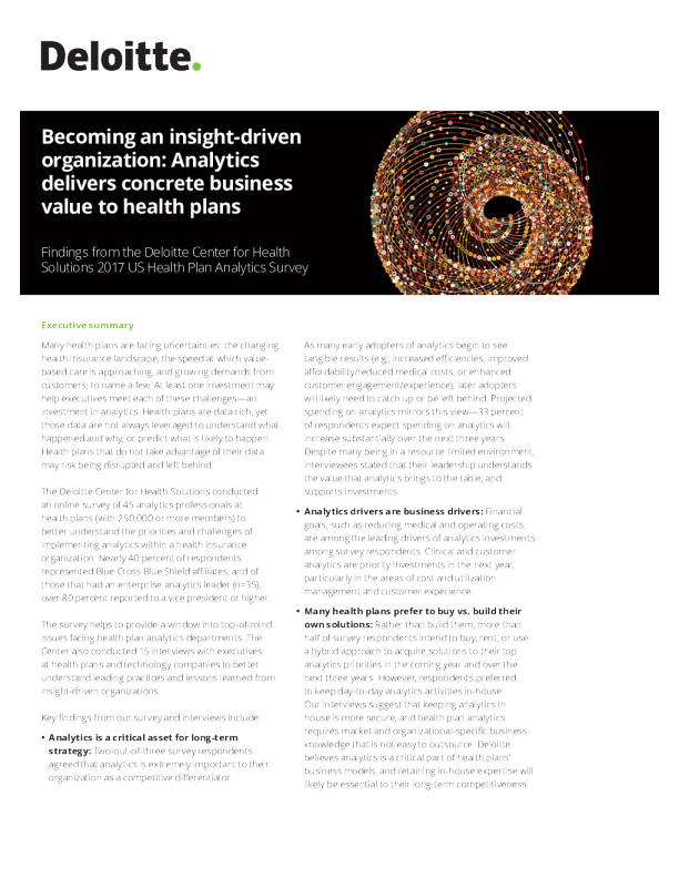 Health care analytics
