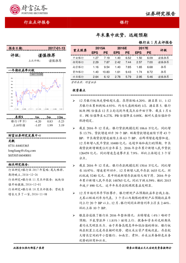 银行业1月点评报告：年末集中放贷，远超预期