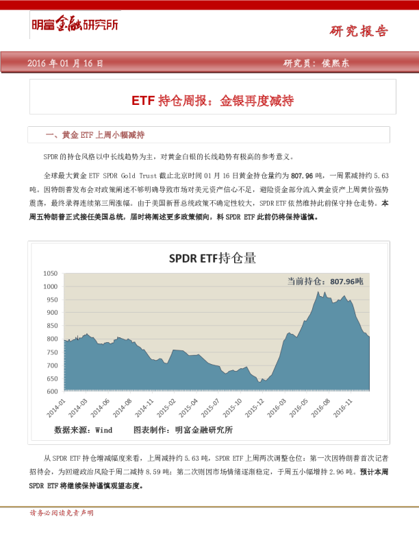 ETF持仓周报：金银再度减持