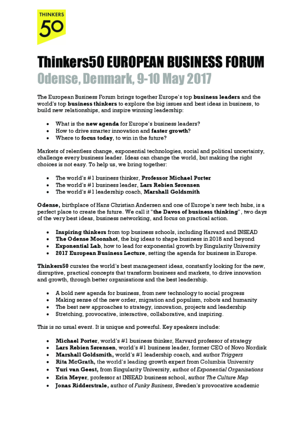 Thinkers50欧洲商业论坛2017